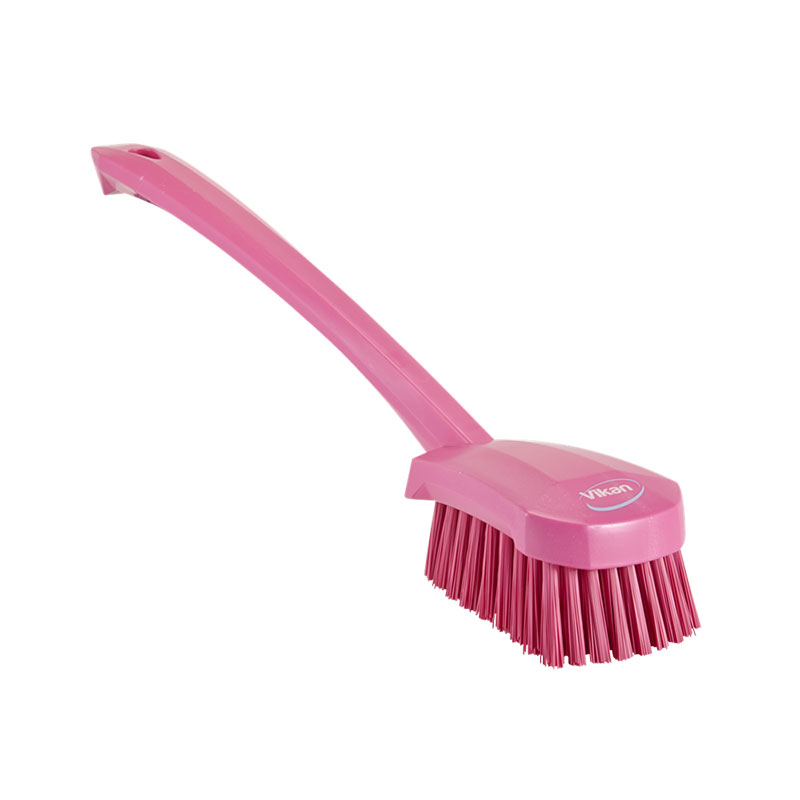 Vikan Churn Brush 415mm, Long Handled, Stiff Bristle – Pink