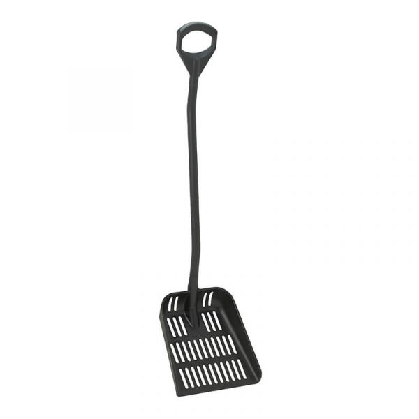 Ergonomic shovel with drain holes black